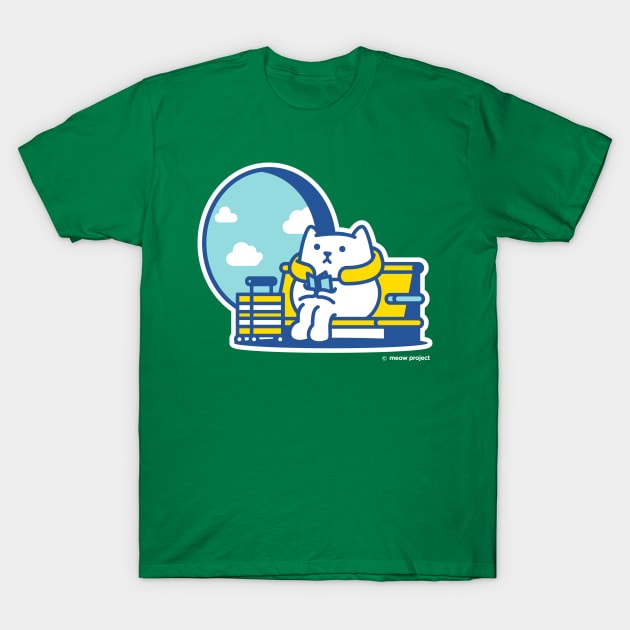 Airport Cat Illustration T-Shirt by meowproject